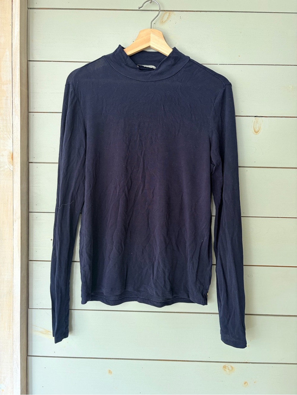 Scotch & Soda Navy Lyocell Mock Neck Long Sleeve Top Size Large
